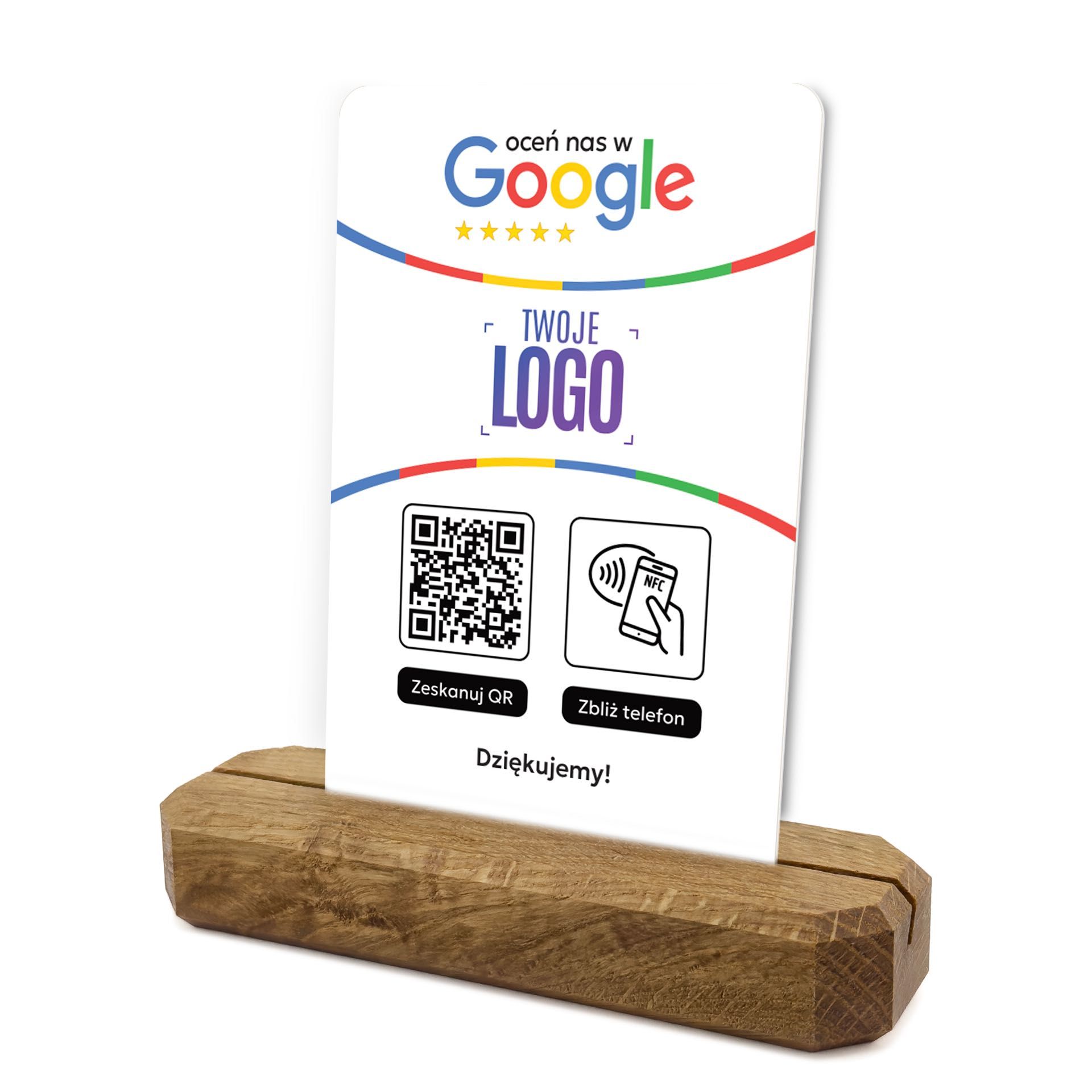 Stojak, prezenter z QR i NFC do zbierania opinii w Google Z TWOIM LOGO