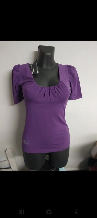 Fioletowy tshirt z krysztalkami M/L