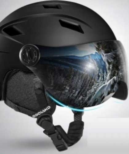 Kask Narciarski z Wizjerem i Goglami ODOLAND Czarny 57-59cm Roz. M