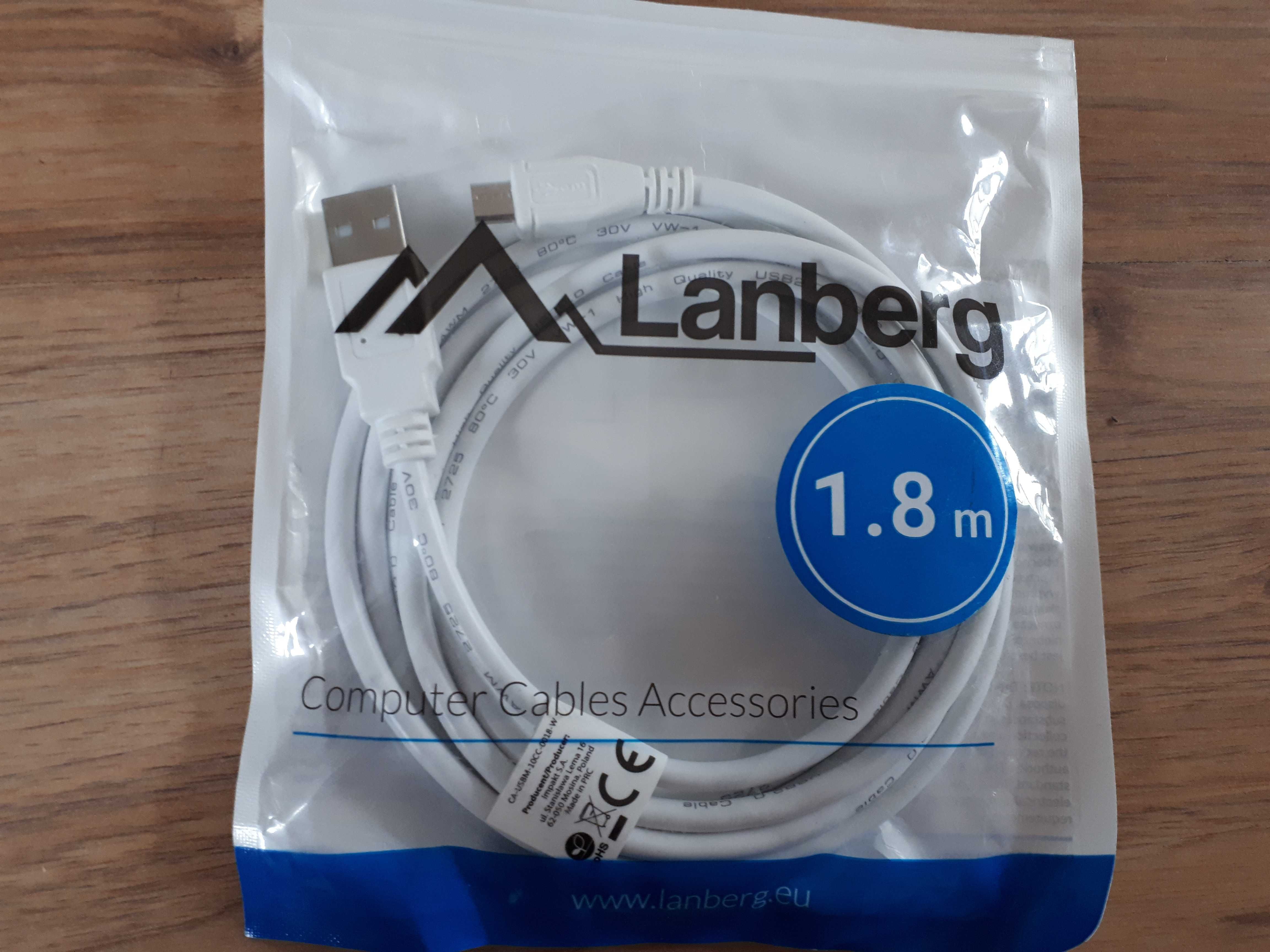Kabel USB do ładowarki typ B długość 1.8 m