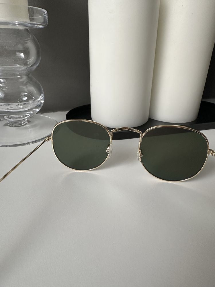 H&M okulary przeciwsłoneczne lenonki złote