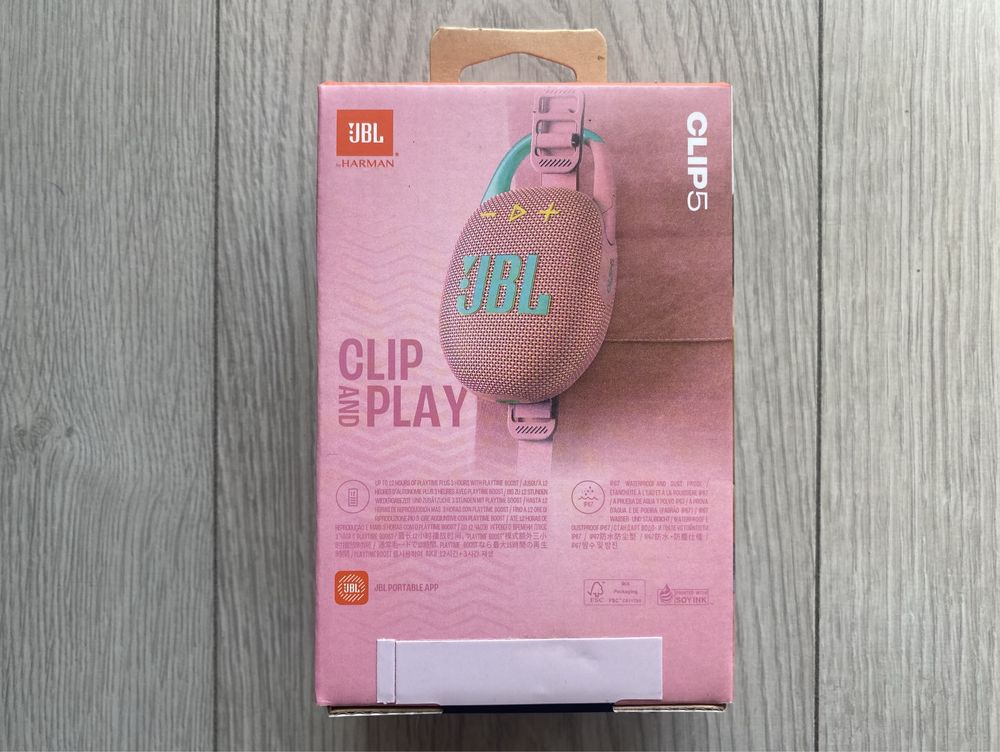 Oryginalny Głośnik Przenośny Bluetooth JBL Clip 5 Kolor Różowy Okazja