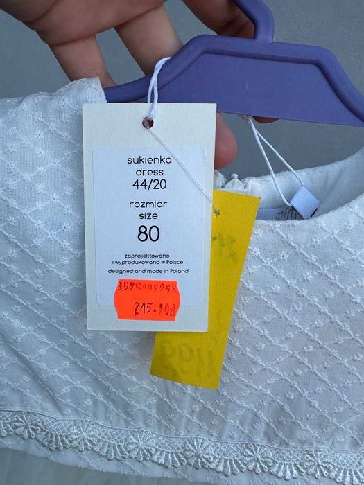 sukienka dziecięca minimi biała rozmiar 80