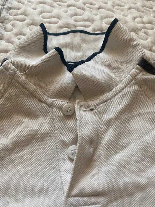 Koszulka polo Adidas biała z czarnymi pasami – 152 cm (ok. 11–12 lat)