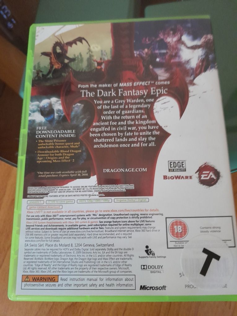 Dragon Age Origins. Stan BD.X box 360