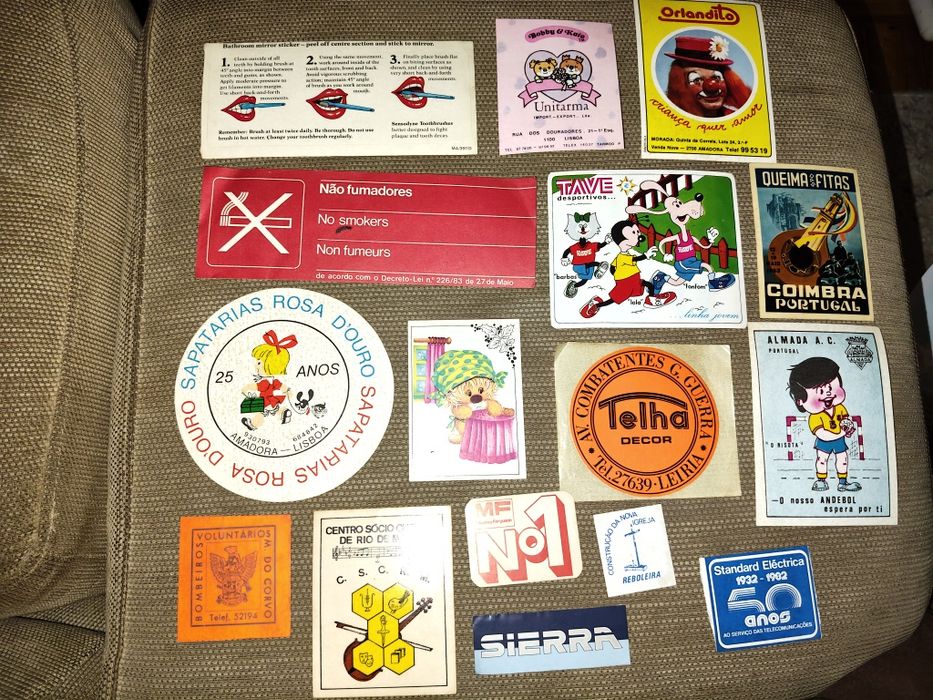 Stickers variados autocolantes antigos vintage