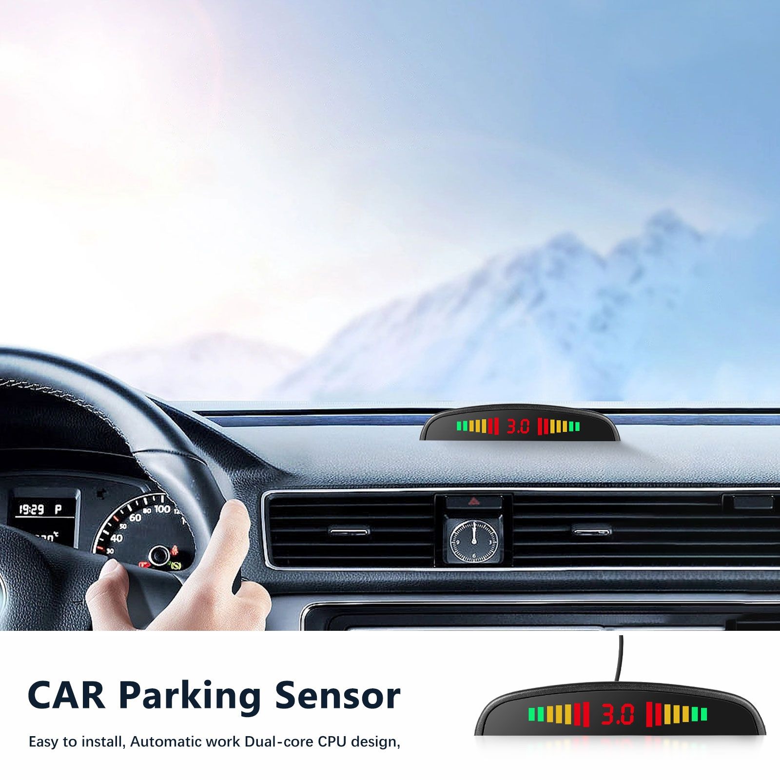 Kit 4 Sensores de estacionamento com altifalante preto SELADO