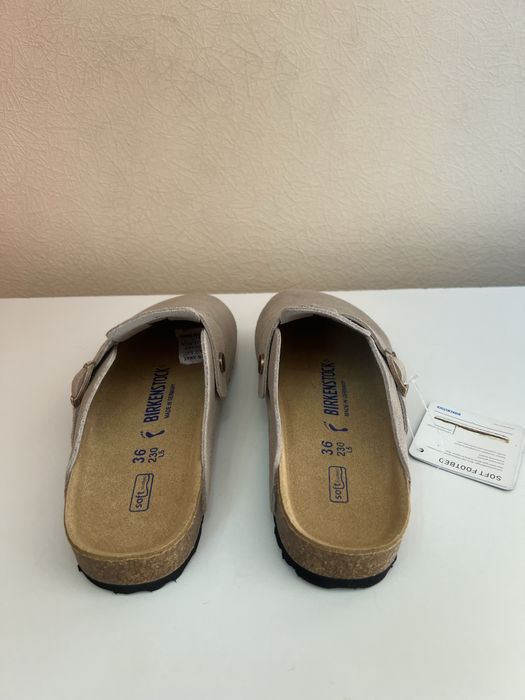 Birkenstock Boston сірі, розмір 36 (замшеві шльопанці)