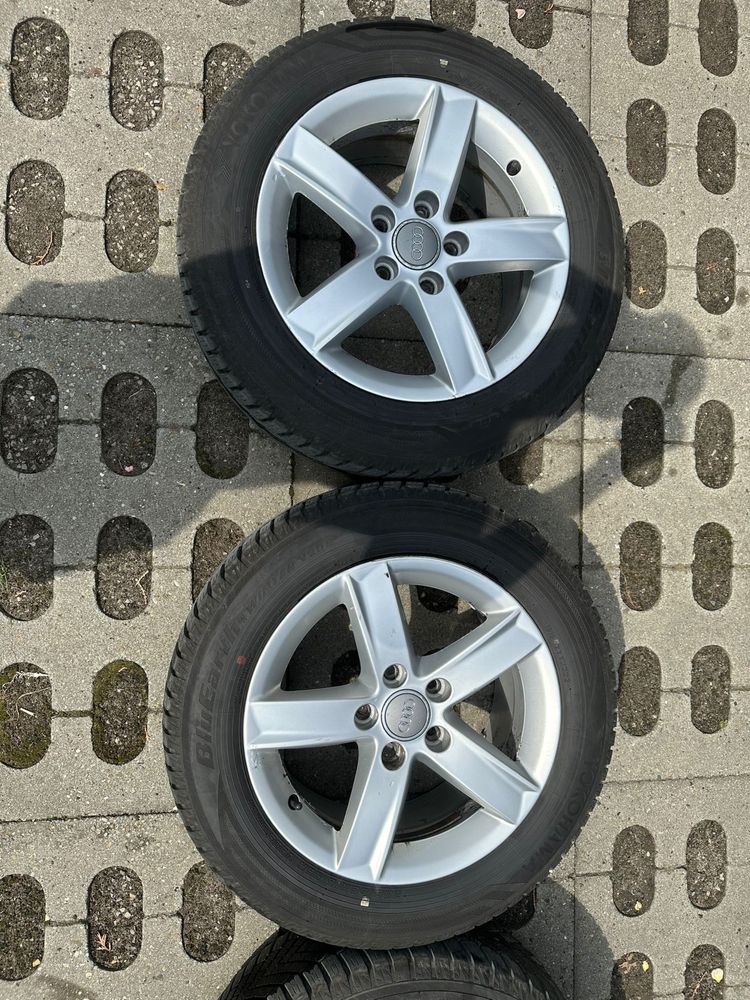 Felgi Audi 16’ 5x112 + opony zimowe Yokohama z 2022r. 7 mm bierznika