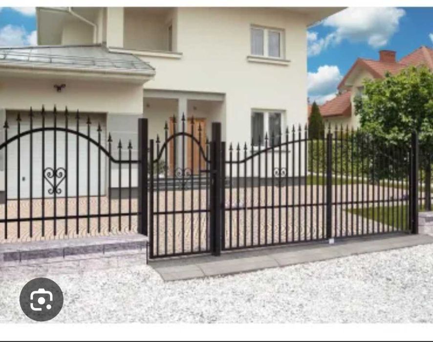 Brama ogrodzeniowa + furtka czarne Polargos wraz z akcesoriami