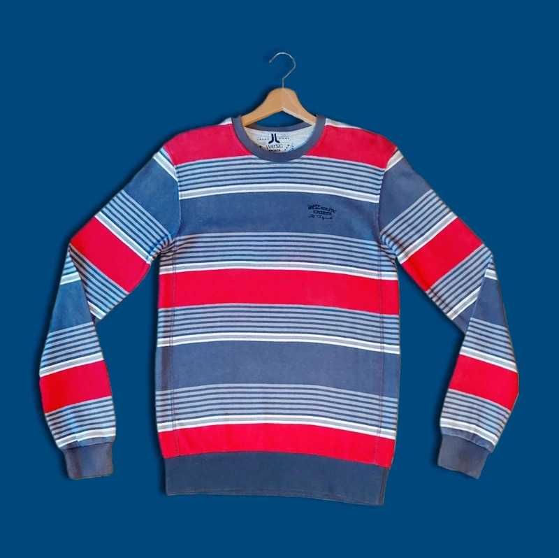 Stylowy męski sweter w paski, okrągły dekolt. Rozmiar L/50-52