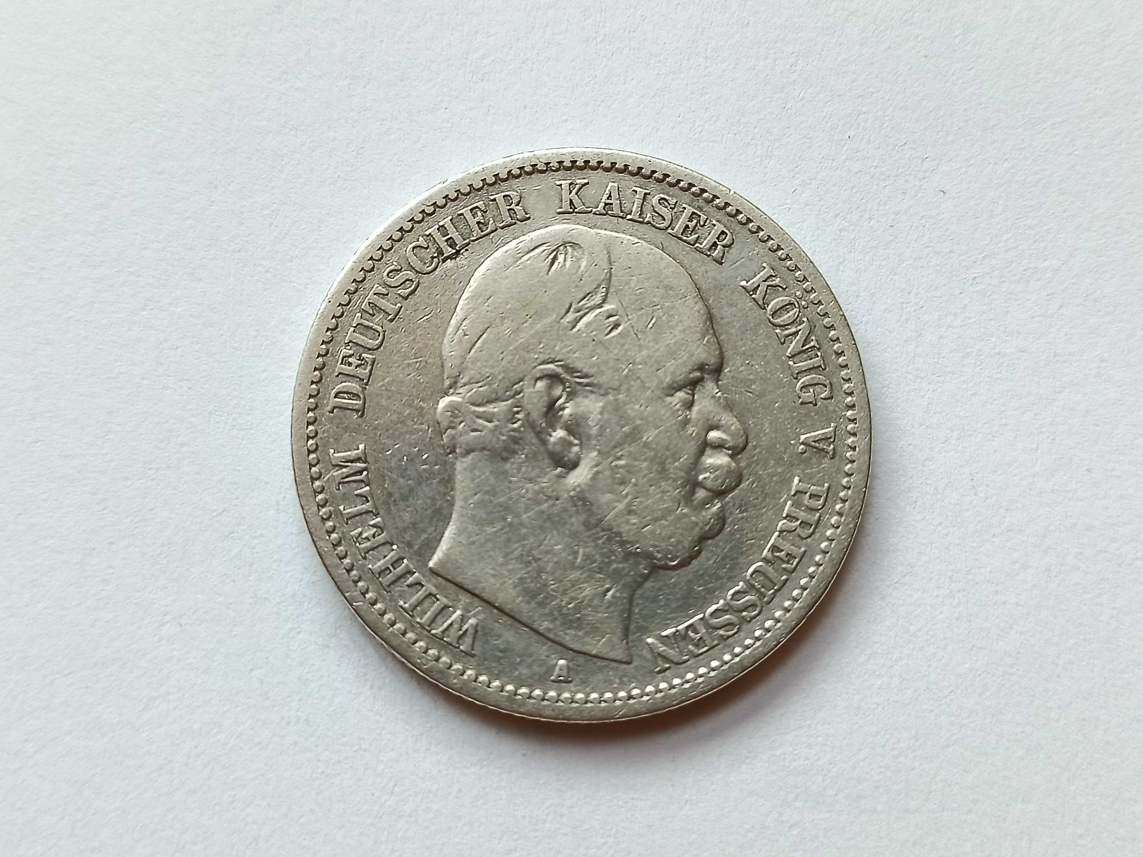 2 marki 1876 A Niemcy Prusy Wilhelm  l Stan 2 oryginał Srebro