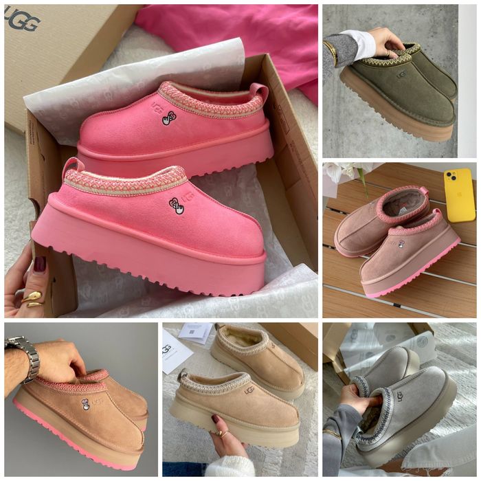 р36-41 Жіночі замшеві уггі Ugg Tasman Platform Black Beige Khaki Grey