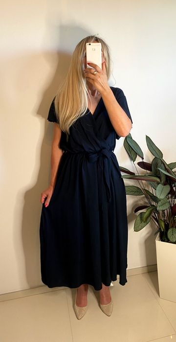 Sukienka plus size 4xl 5xl 6xl wesele chrzciny komunie rozporkiem