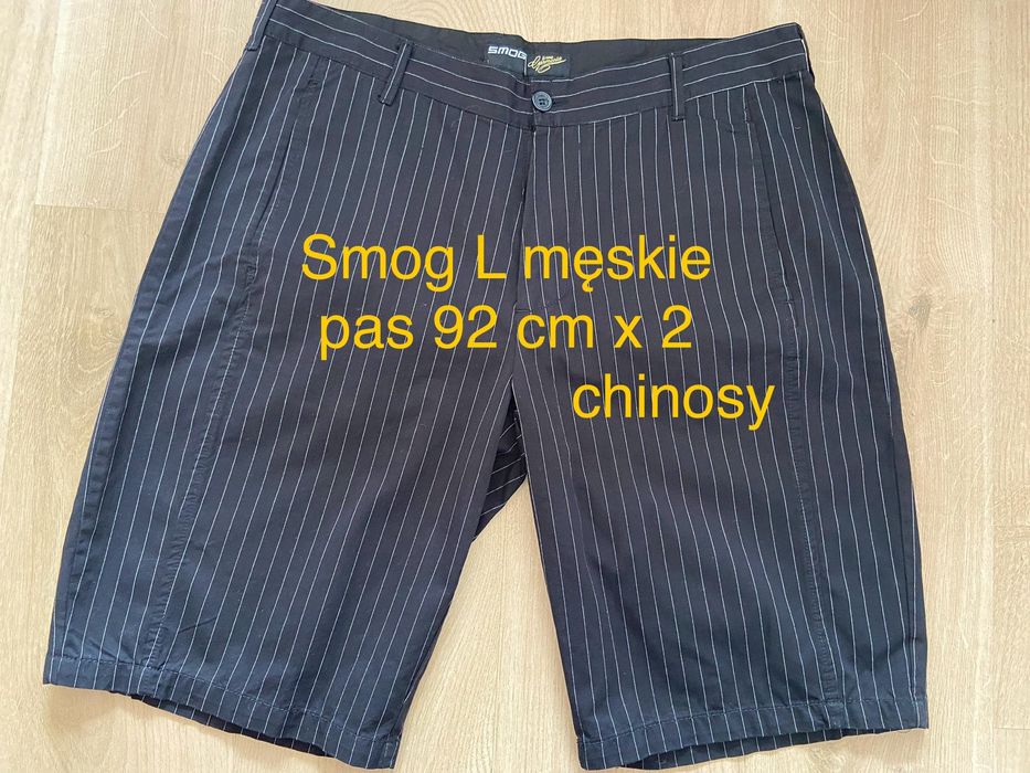 Smog L męskiw szorty chinosy krótkie spodenki czarne prążek