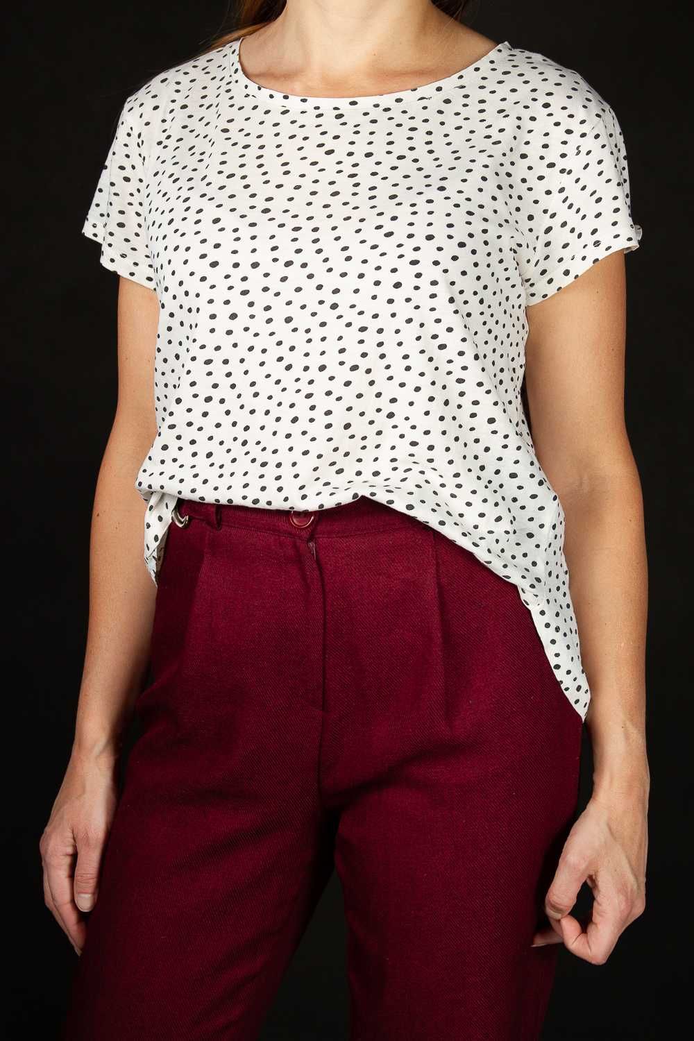 Buzka H&M, biała w czarne grochy, r. S