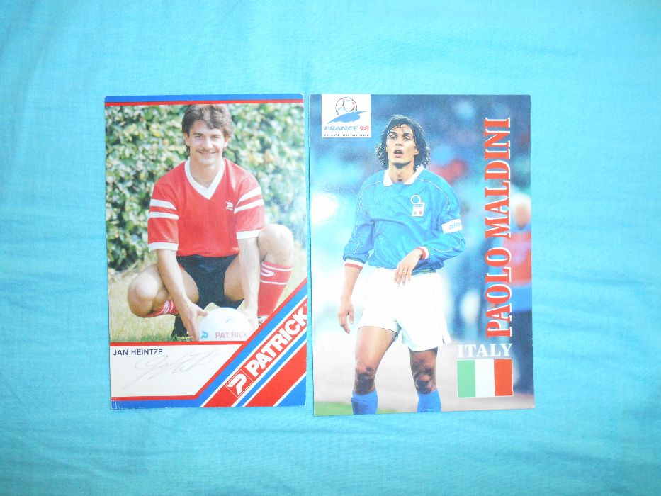 2 Karty Piłkarze Jan Heintze(Dania) i Paolo Maldini(Włochy)