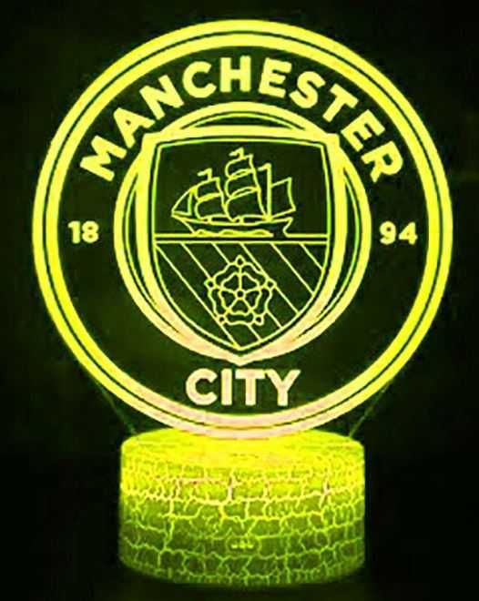 Lampka Nocna Dla Dzieci Manchester City 3D LED + Pilot