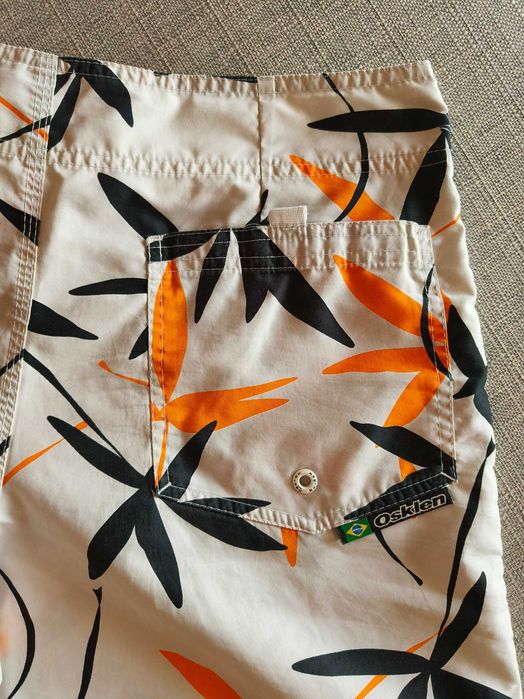 Calções de banho / Bermuda Surf Osklen t42 Folhas pretas e laranja