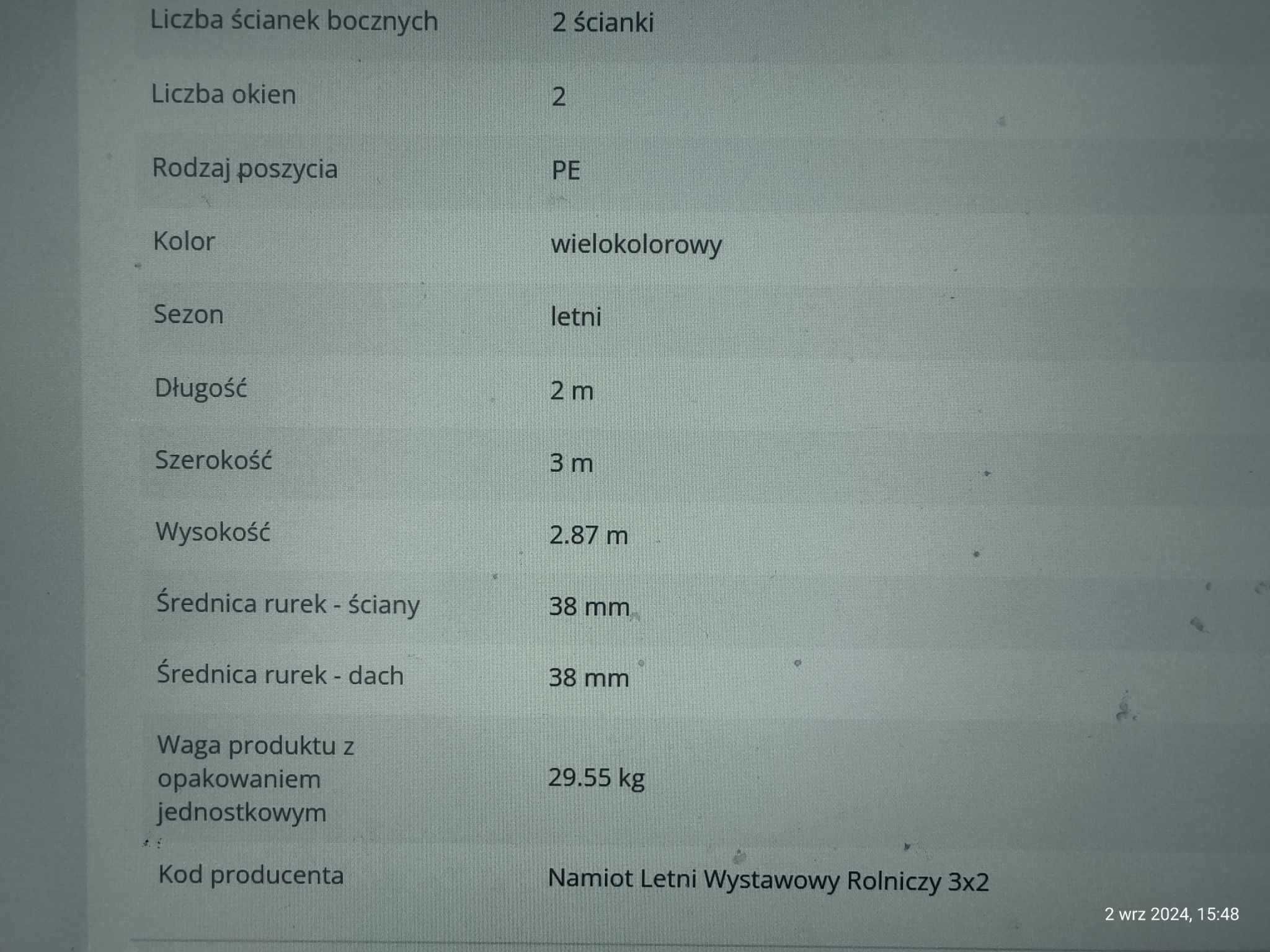 Namiot handlowy wystawowy 3 x 2 m biały