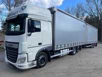 DAF XF480 SUPER SPACE CAB 6x2 JUMBO OŚ PODNOSZONA AUTOMAT SPOJLERY STANDKLIMA 2xALUTANK SKÓRA LED FIRANKA DŁ:7.40m + PRZYCZEPA PANAV TANDEM FIRANKA DŁ:8.20m SAF ZESTAW PRZESTRZENNY PRZEJAZDOWY 120m3 NOWE PLANDEKI !!!! EURO 6 2021  2xAlutank 6x2 Oś Podnosz