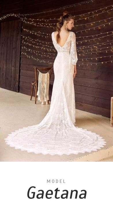 Suknia ślubna GAETANA XS/S romantyczna koronkowa boho 34