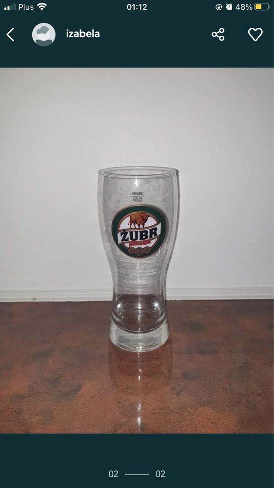 Kufel żubr szklany