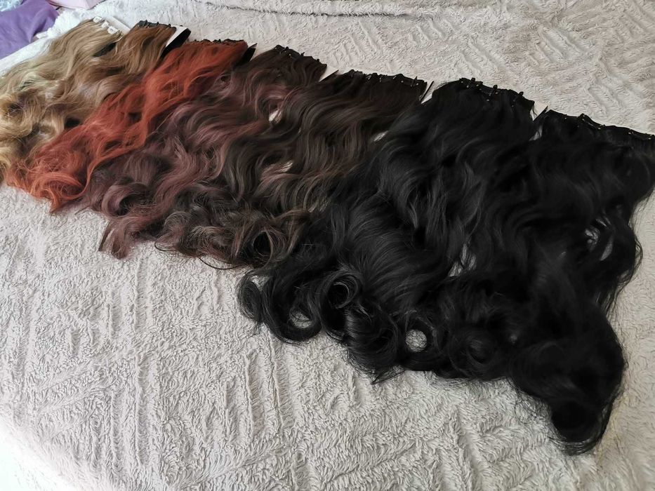 Doczepiane włosy clip in Głęboka czerń 65 cm