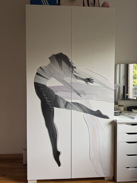 Szafa biała Meblik 100x200x57 dla dziewczynki Uni White Dance