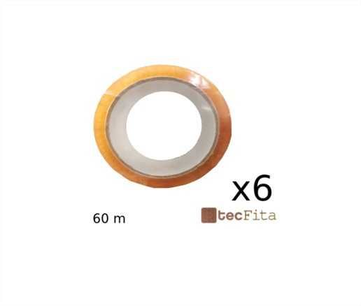 Pack 6 Rolos Fita Cola Transparente / Castanha 48mm X 60m - Resistente