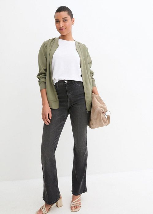 B.P.C jeansy bootcut wysoki stan szare ^38