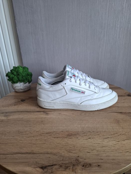 Кожаные кроссовки Reebok 45р, мужские осенние кеды,белые мокасины