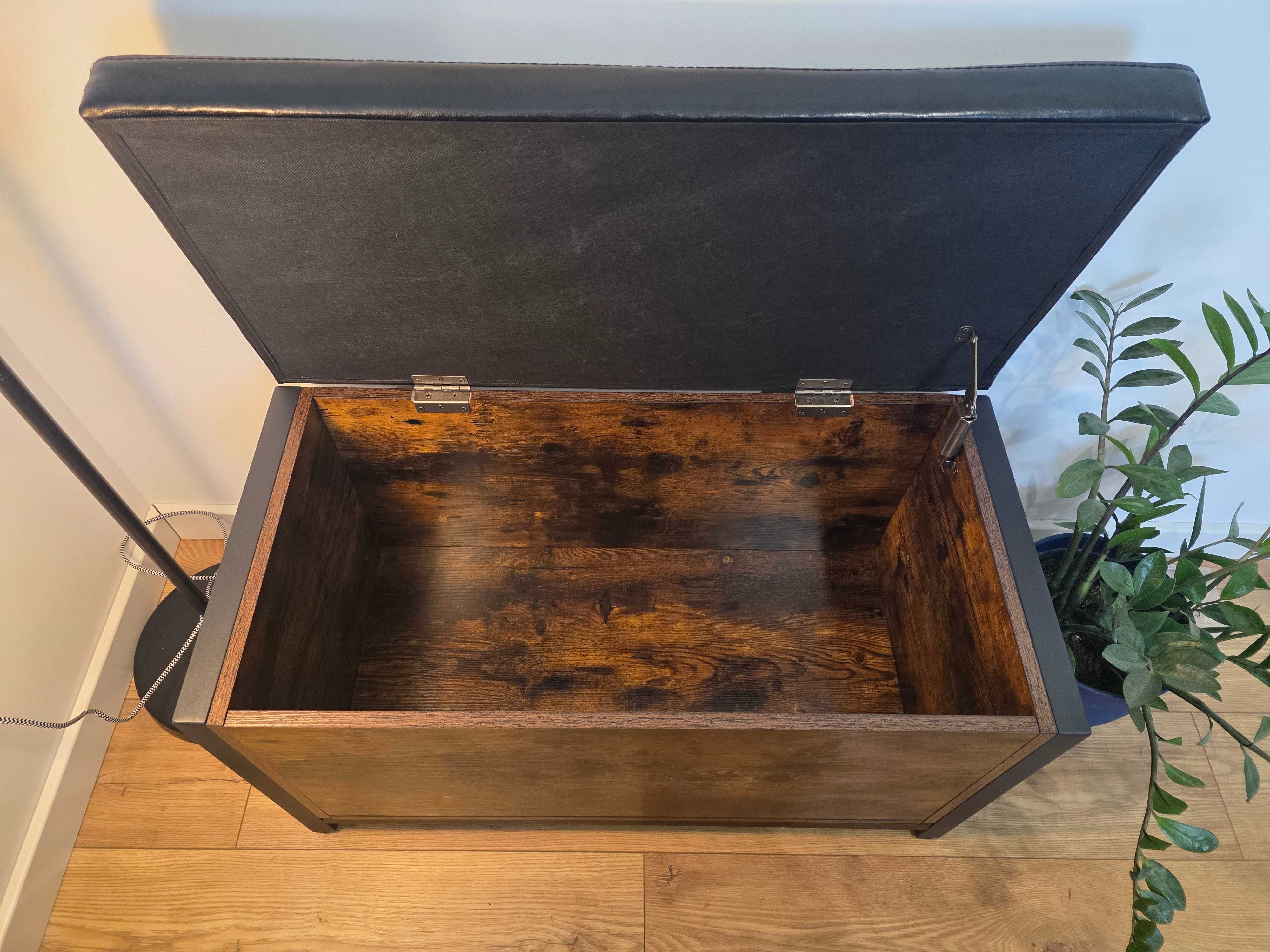 Rustykalna Skrzynia LOFT tapicerowana Ławka Kufer schowek na buty Puf