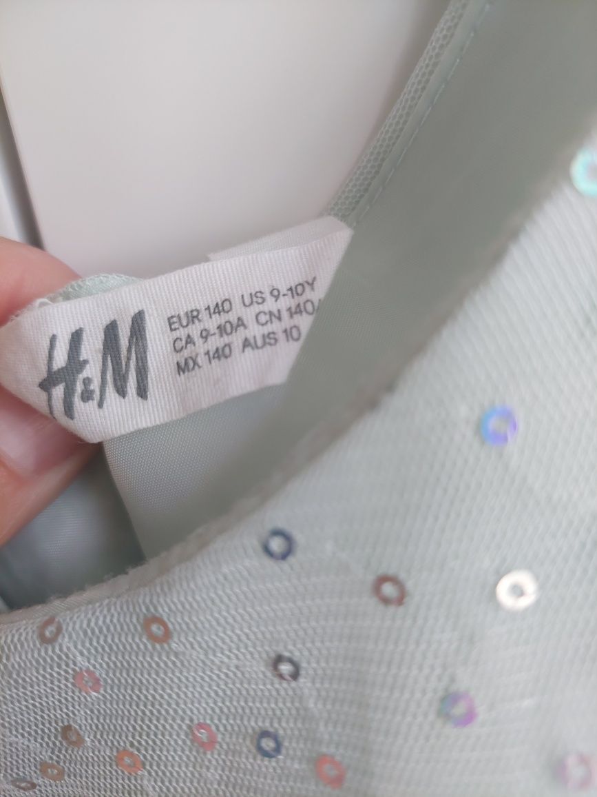 Szałwiowa elegancka sukienka h&m r 140