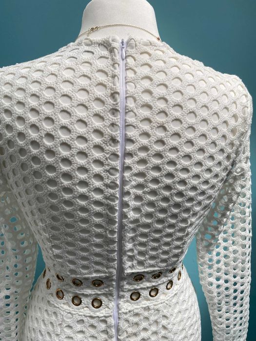 Biała romantyczna letnia sukienka ażurowa koronka y2k old money