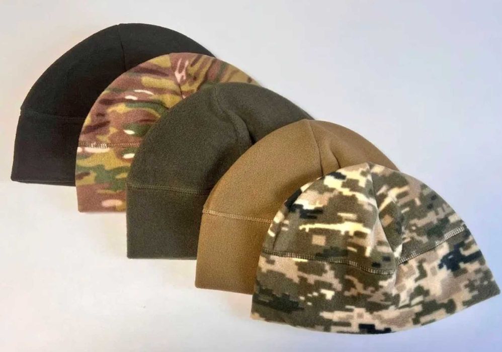 Зимова шапка армійська флісова ЗСУ чорна , піксель , мультикам S M L