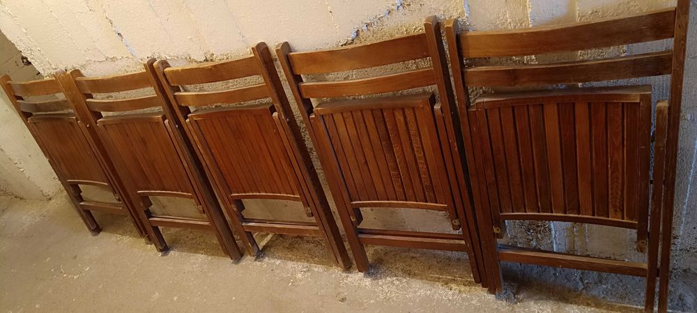 Drewniane krzesełka składane 5 sztuk, używane