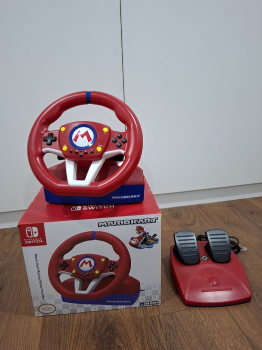 Volante + Pedais HORI Mario Kart (Nintendo Switch - Vermelho) + Comand