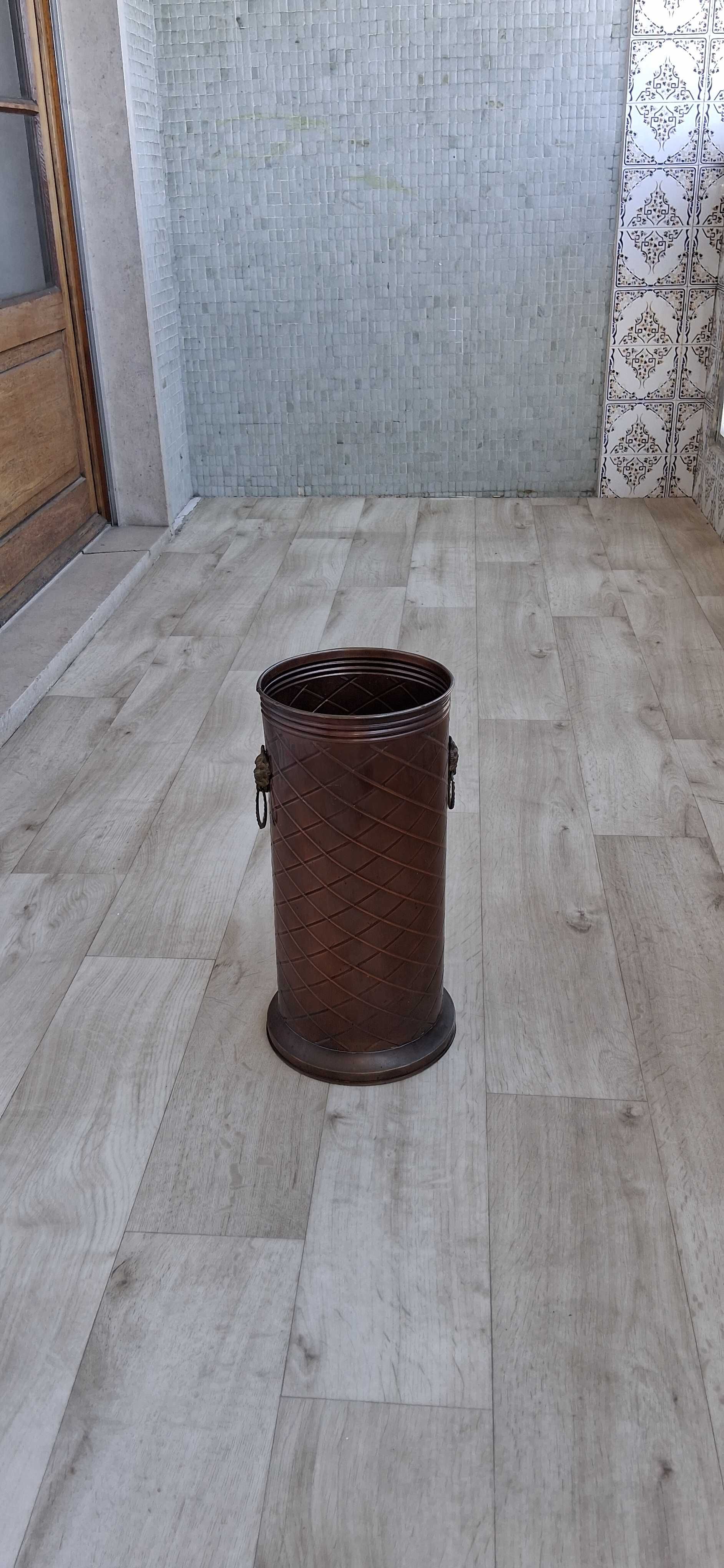 Porta guarda-chuvas, chapeleiro em latão ou cobre, antigo, vintage