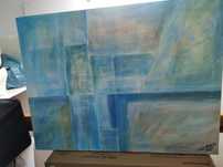 Quadro a óleo em tons de azul