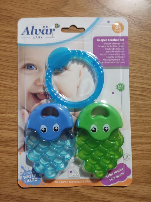 Gryzak na ząbkowanie, sensoryczny, wodny Alvar guma wielokolorowy 3m+