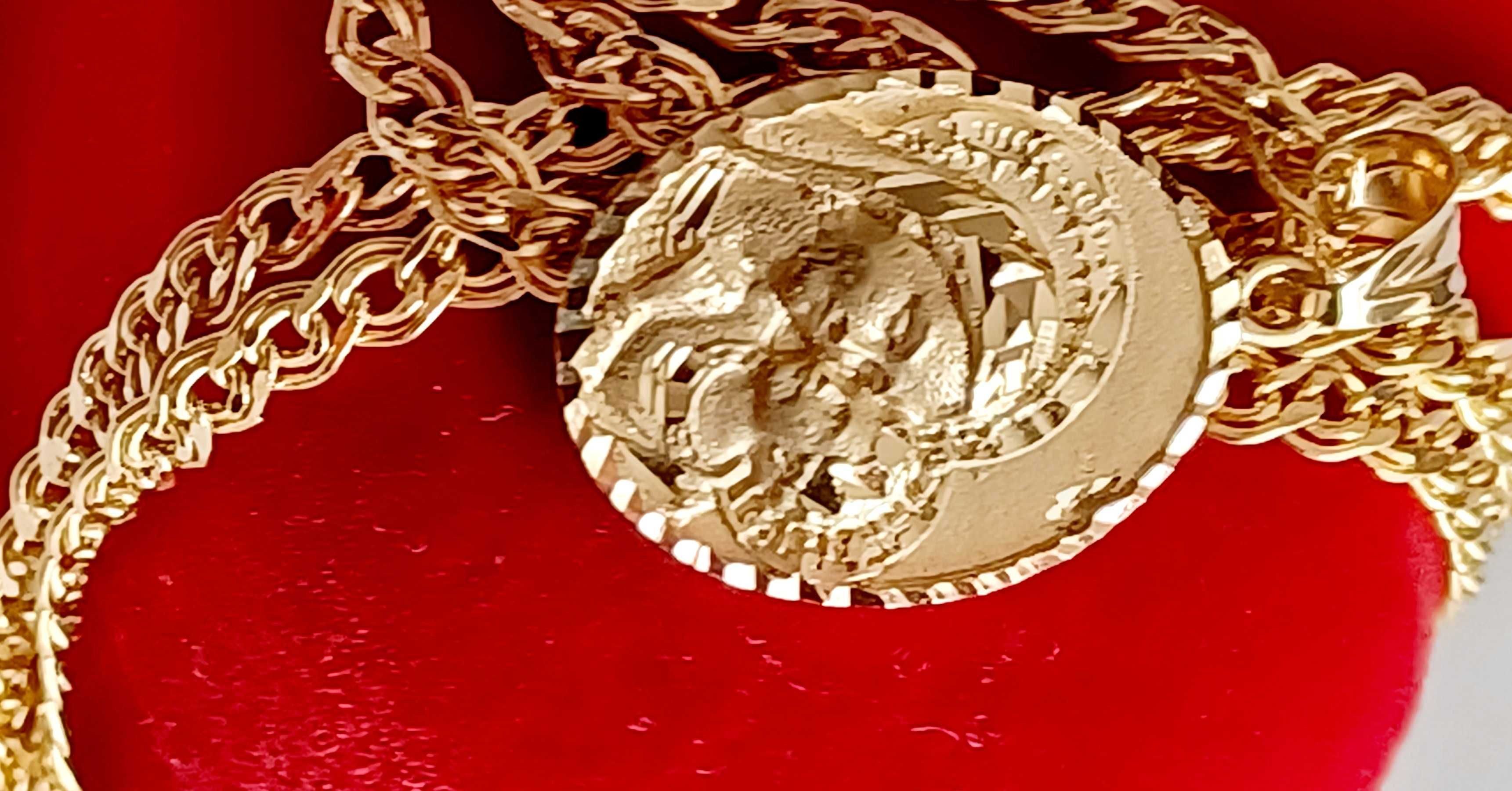 Łańcuszek złoty z medalikiem 14 karat 585