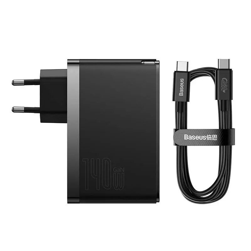 ładowarka sieciowa baseus gan5 pro 2xusb-c + usb, 140w (czarna)