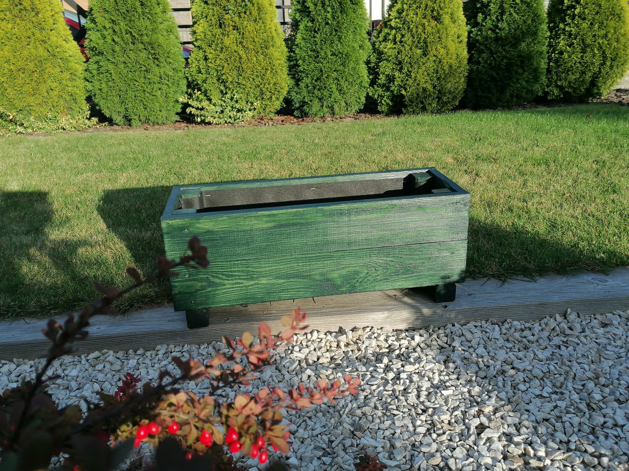 Donica drewniana butelkowa zieleń  22x60