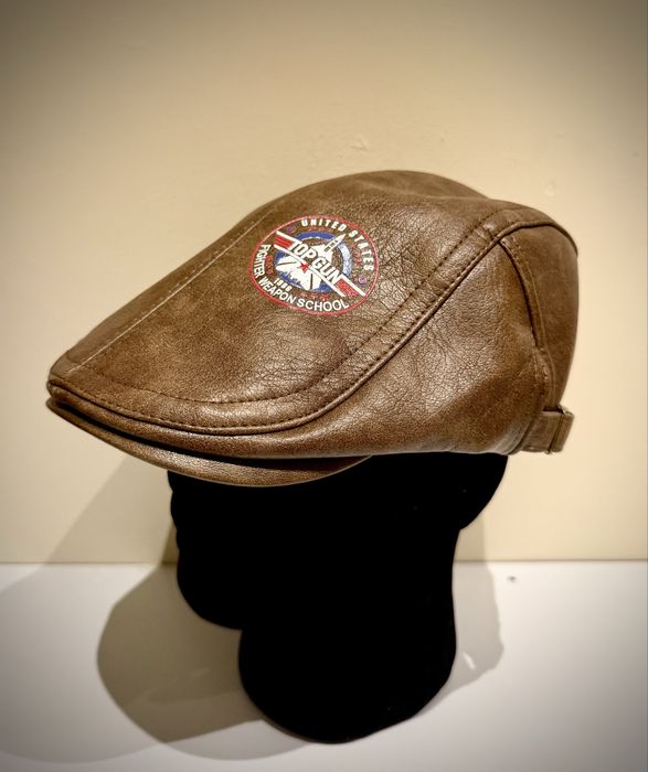 Kaszkiet męski skórzany brąz