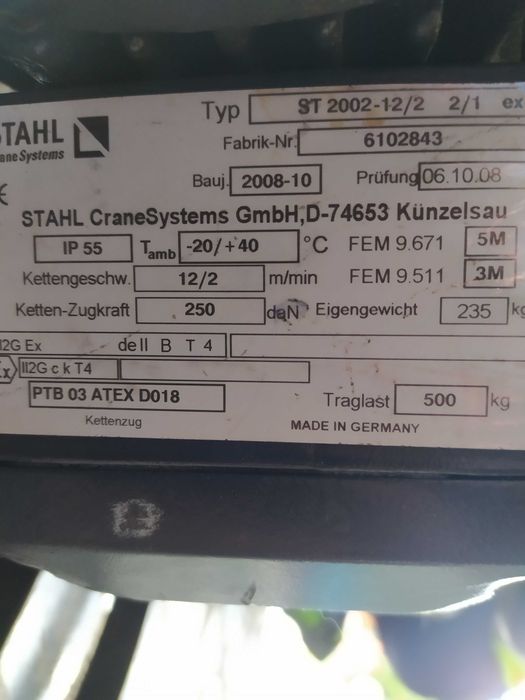 Wciągarka wciąg demag Stahl St 2002 suwnica