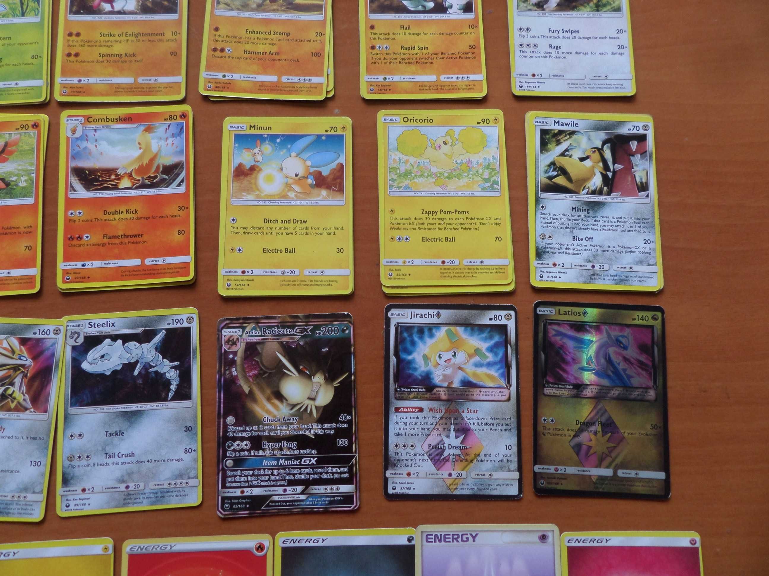 CL# - Lote de 69 Cartas Pokemon Sun & Moon + 8 Energias