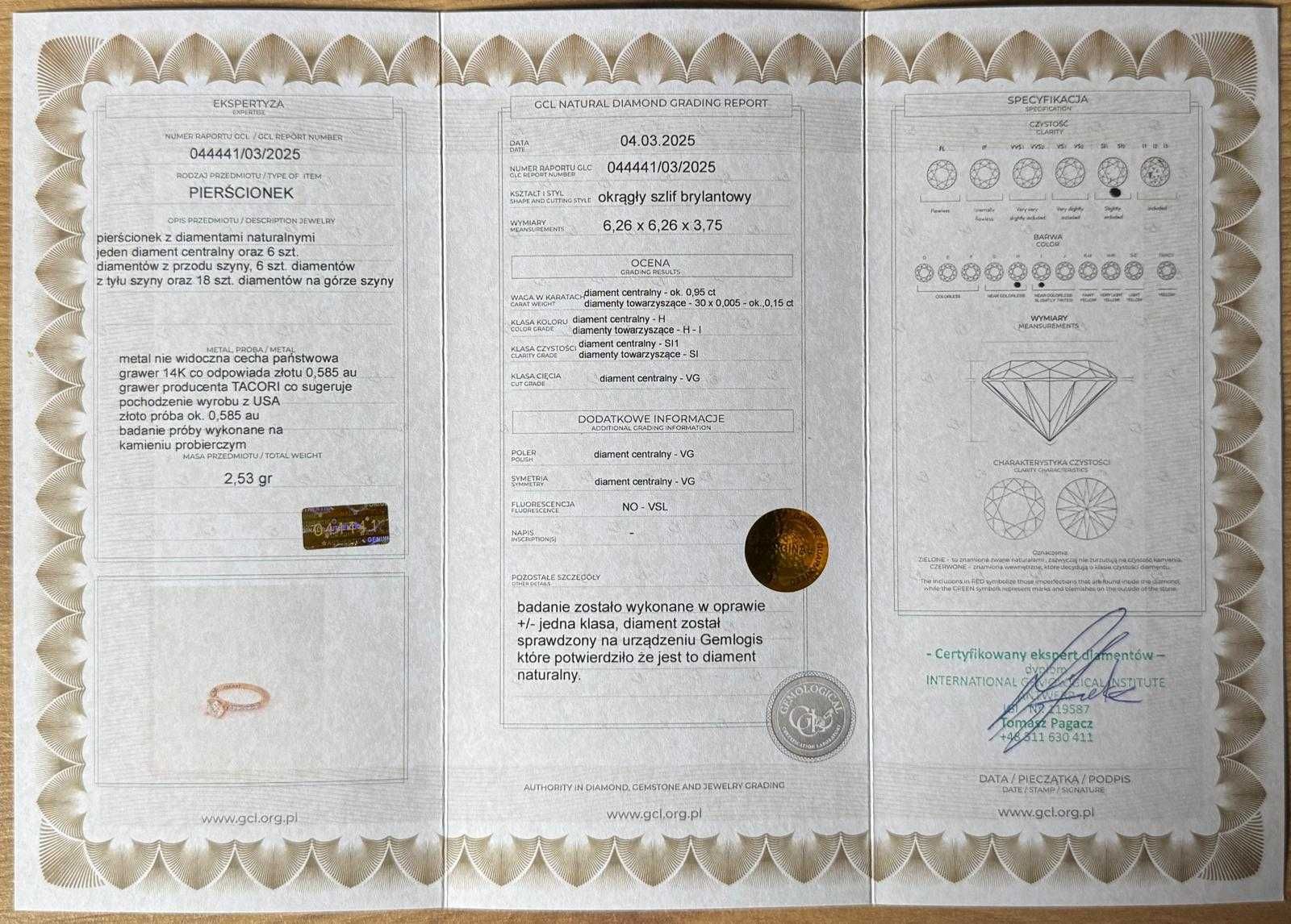 Wyjątkowy Pierścionek Zaręczynowy Tacori BRYLANT 1,1 CT