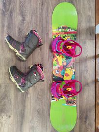 Komplet snowboard dla dziewczynki Salomon 125cm wiązania, buty Head 36