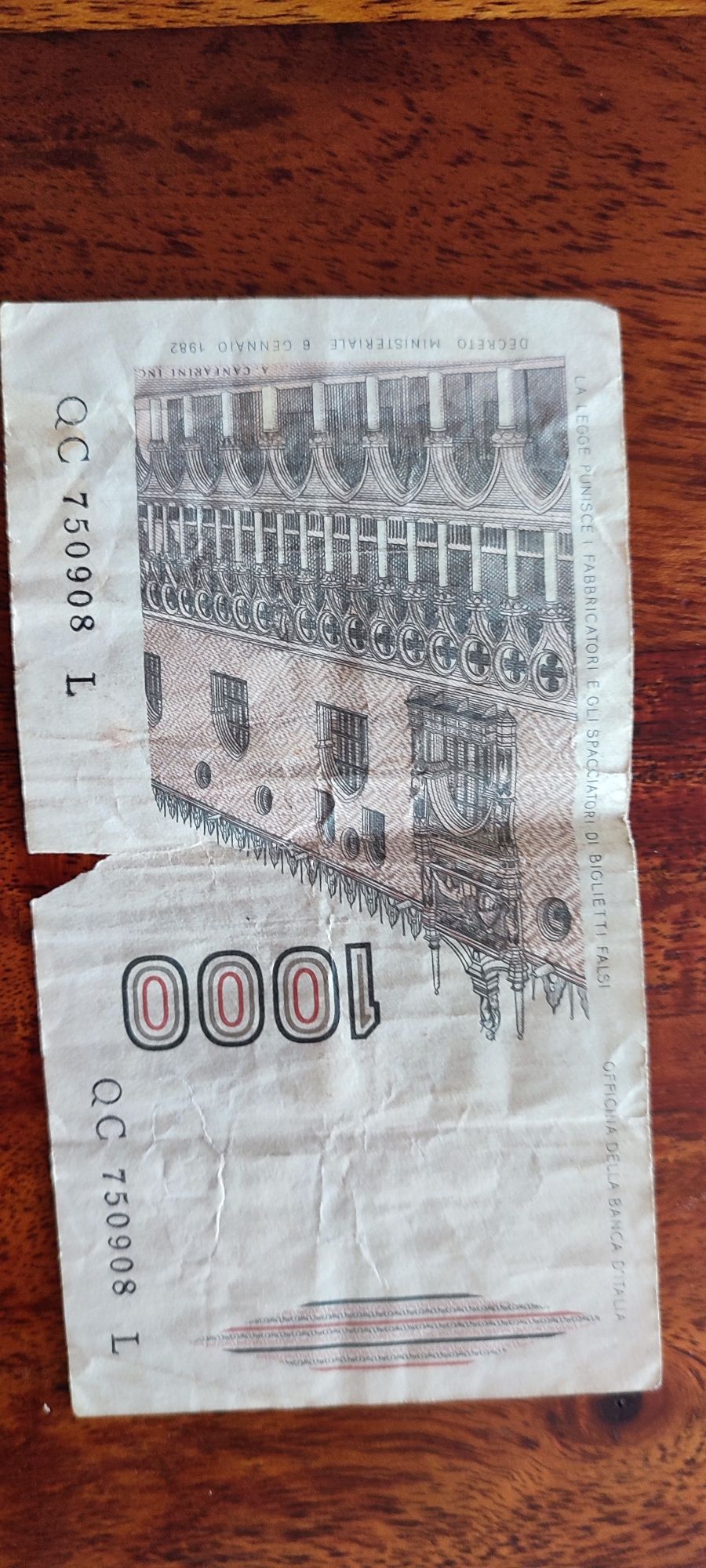 Nota italiana 1000 liras